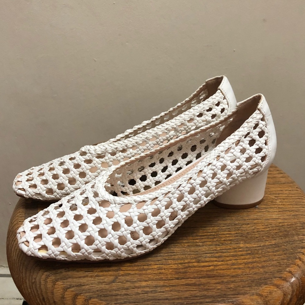 Topshop Joice Woven Court Shoes White